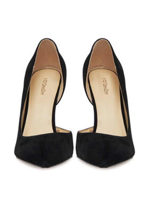 DeeZee Szpilki DZ-09A Czarny. Kolor: czarny. Materiał: zamsz, skóra. Obcas: na szpilce