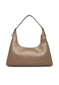 Calvin Klein Torebka Emblem Hw Lthr Shoulder Bag LV04F3262G Beżowy. Kolor: beżowy. Materiał: skórzane #5