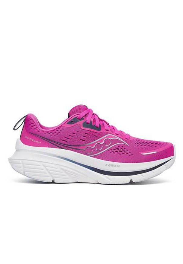 Buty do biegania damskie Saucony Guide 18. Zapięcie: sznurówki. Kolor: różowy. Materiał: materiał, syntetyk, tkanina. Szerokość cholewki: normalna