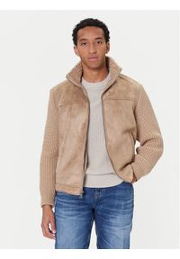 Guess Kurtka z imitacji skóry M5BR79 Z5570 Beżowy Regular Fit. Kolor: beżowy. Materiał: syntetyk