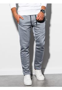 Ombre Clothing - Spodnie męskie dresowe - szary melanż V1 P866 - XL. Kolor: szary. Materiał: dresówka. Wzór: melanż. Styl: klasyczny #4