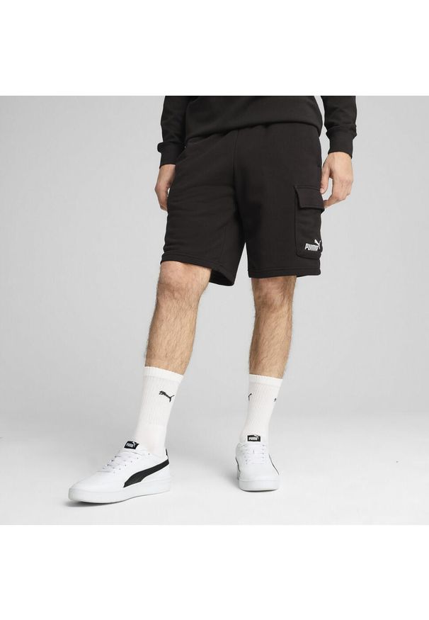 Puma - Męskie szorty bojówki Essentials 10" z logo No. 1 PUMA Black. Kolor: czarny. Długość: krótkie. Sezon: lato