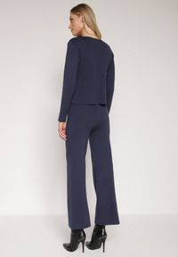 Born2be - Granatowy Dzianinowy Komplet z Wiskozą w Eleganckim Stylu Kardigan i Spodnie Delisana. Kolor: niebieski. Materiał: wiskoza, dzianina #3
