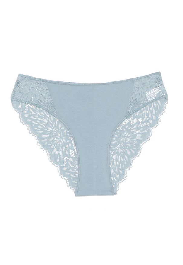 Intica - Figi koronkowe eleganckie z delikatnego materiału Charmaine. Kolor: niebieski. Materiał: materiał, koronka. Wzór: koronka