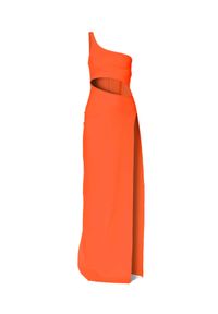 AGGI - Pomarańczowa sukienka maxi Gina. Kolor: pomarańczowy. Materiał: tkanina. Długość rękawa: na ramiączkach. Typ sukienki: asymetryczne, dopasowane. Długość: maxi