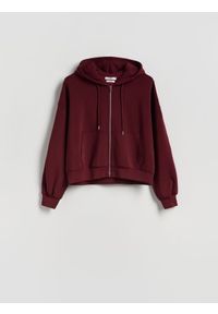 Reserved - Oversizowa bluza - bordowy. Kolor: czerwony. Materiał: dzianina. Wzór: gładki