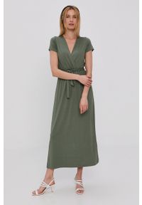 Haily's Sukienka kolor zielony maxi rozkloszowana. Kolor: zielony. Materiał: dzianina. Długość rękawa: krótki rękaw. Wzór: gładki. Typ sukienki: rozkloszowane. Długość: maxi #3