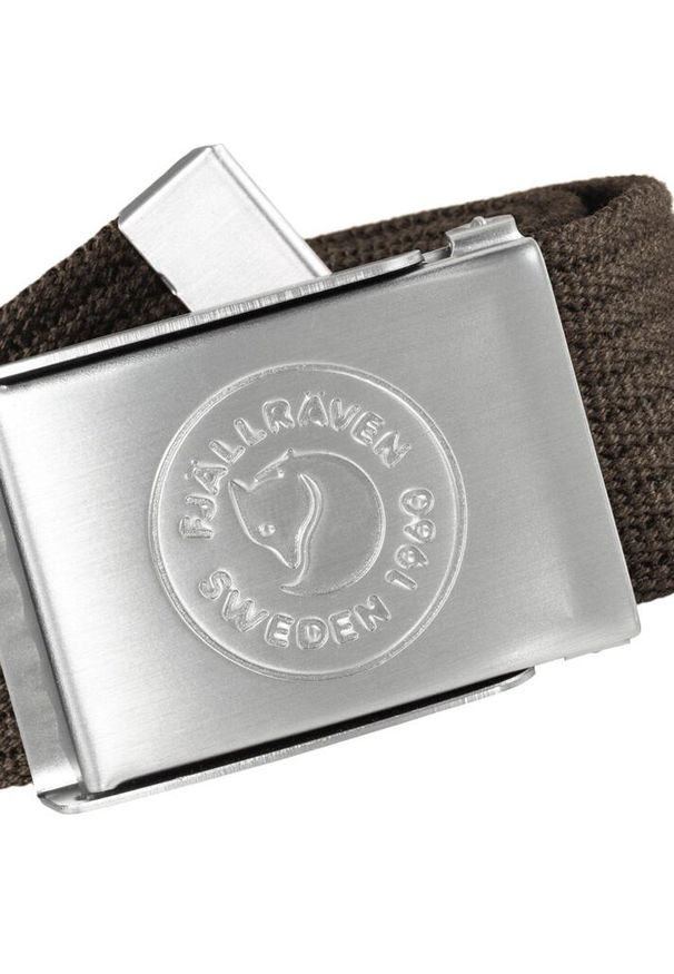Fjällräven - Pasek do spodni Fjallraven 1960 Logo Belt - dark olive. Kolor: zielony. Sport: turystyka piesza