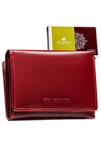 Mały, czerwony portfel damski ze skóry naturalnej z systemem RFID - Peterson. Kolor: czerwony. Materiał: skóra #1