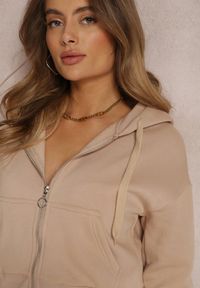 Renee - Beżowa Bluza Zasuwana z Kapturem Bikatu. Typ kołnierza: kaptur. Kolor: beżowy. Materiał: wiskoza, polar, tkanina. Długość: krótkie. Styl: sportowy #5
