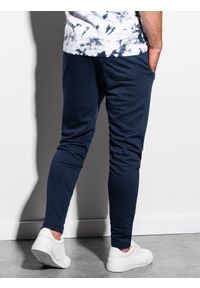 Ombre Clothing - Spodnie męskie dresowe - granatowe P1004 - XXL. Kolor: niebieski. Materiał: dresówka. Styl: klasyczny