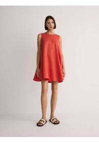 Reserved - Sukienka z lnu - pomarańczowy. Kolor: pomarańczowy. Materiał: len #1