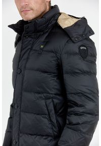 Blauer USA - BLAUER Czarna długa puchowa kurtka męska GUS z odpinanym kapturem, Rozmiar 3XL. Kolor: czarny. Materiał: puch. Długość: długie
