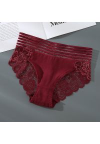 Intica - Majtki bezszwowe z szerokim pasem i koronką Dobrita. Kolor: czerwony. Materiał: koronka. Wzór: koronka