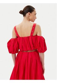 Pinko - PINKO Top 105176 A2LD Czerwony Regular Fit. Kolor: czerwony. Materiał: syntetyk #4