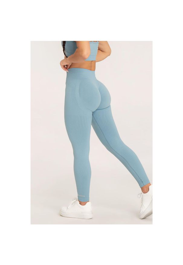 GYM GLAMOUR - Legginsy fitness damskie Gym Glamour push up 2.0. Kolor: niebieski. Sport: fitness