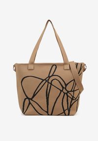 Renee - Brązowa Torebka Typu Shopper z Paskiem Crossbody w Abstrakcyjny Wzór Obelisse. Kolor: brązowy. Styl: elegancki, casual. Rodzaj torebki: na ramię