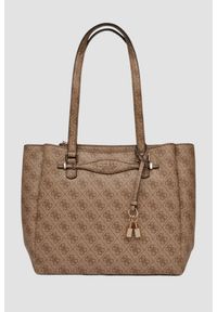 Guess - GUESS Brązowa shopperka damska Katya Multi. Kolor: brązowy. Materiał: skórzane
