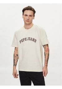 Pepe Jeans T-Shirt Clement PM509220 Beżowy Regular Fit. Kolor: beżowy. Materiał: bawełna