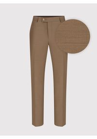 Pako Lorente - PAKO LORENTE – Jasnobrązowe garniturowe spodnie męskie z wełną. Kolor: brązowy. Materiał: wełna. Styl: elegancki #6