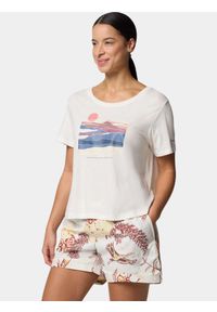 columbia - Koszulka bawełniana damska Columbia Ruby Springs Graphic Scoop Neck S/S. Kolor: biały, wielokolorowy. Materiał: bawełna