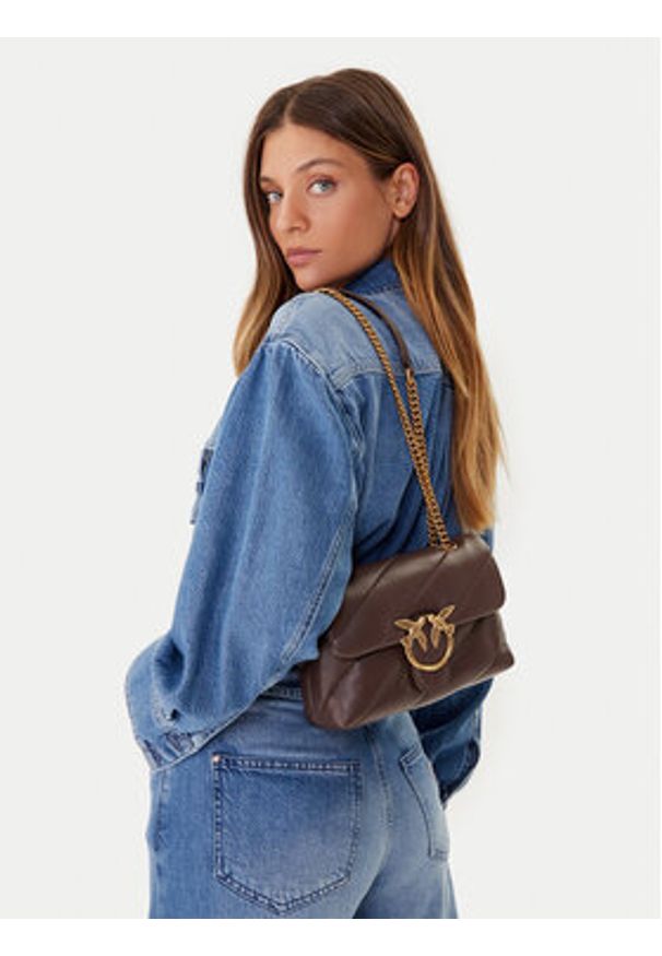 Pinko - PINKO Torebka Love Puff Mini CL PE 25 PLTT 100039 A0F2 Brązowy. Kolor: brązowy. Materiał: skórzane