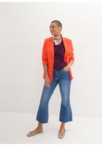 bonprix - Bluzka bawełniana z czystej bawełny z długim rękawem i gumką. Typ kołnierza: dekolt w serek. Kolor: fioletowy. Materiał: bawełna. Długość rękawa: długi rękaw. Długość: długie #2