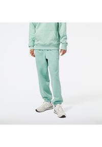 Spodnie męskie New Balance MP23551SAE – miętowe. Kolor: miętowy. Materiał: materiał, bawełna, dresówka
