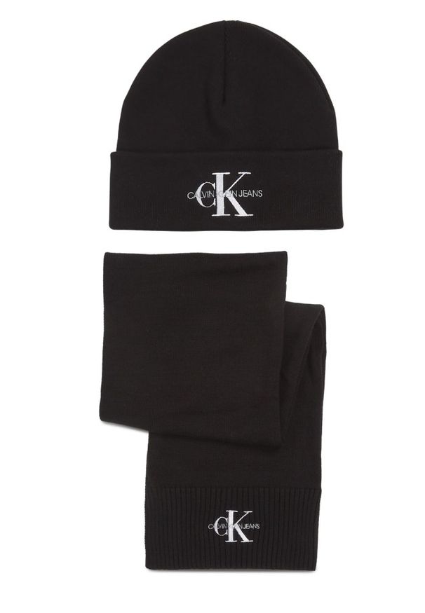 Calvin Klein - CALVIN KLEIN Zestaw męski czapka i szalik w kolorze czarnym. Kolor: czarny