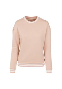 BUILD YOUR BRAND - Sweter Damski Oversized College. Kolor: biały, wielokolorowy, różowy