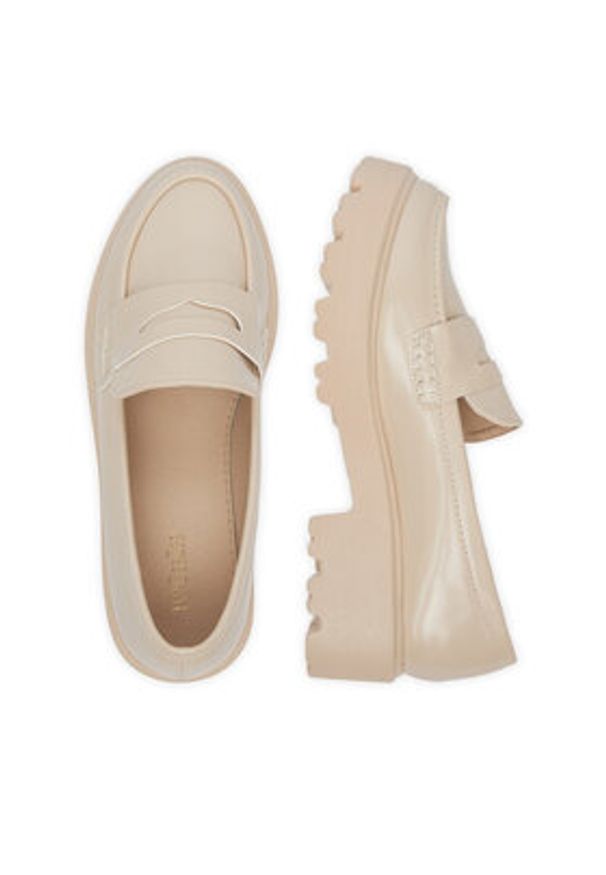 DeeZee Loafersy LE601-2 Beżowy. Kolor: beżowy. Materiał: skóra