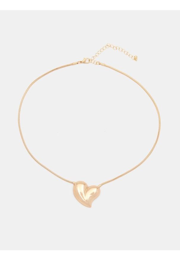 Sinsay - Naszyjnik z zawieszką w kształcie serca - złoty. Materiał: złote. Kolor: złoty