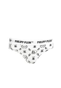 Philipp Plein Majtki "Bi-pack" | DUPP11 | Tanga Donna Bipack | Kobieta | Biały. Kolor: biały. Materiał: bawełna, elastan. Wzór: nadruk #2