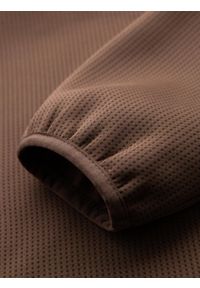 Ombre Clothing - Lekka męska kurtka z łączonych materiałów z kapturem i ozdobnym pikowaniem – jasnobrązowa V2 OM-JANP-0160 - XXL. Okazja: na co dzień. Typ kołnierza: kaptur. Kolor: brązowy. Materiał: materiał. Wzór: aplikacja. Styl: casual #8
