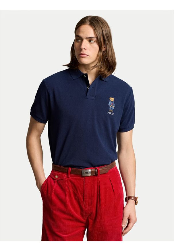 Polo Ralph Lauren Polo 710853312027 Granatowy Slim Fit. Typ kołnierza: polo. Kolor: niebieski. Materiał: bawełna