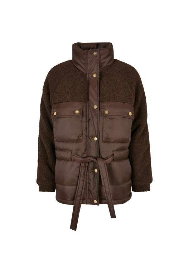 Mieszana kurtka sherpa dla kobiet Urban Classics. Kolor: brązowy. Materiał: puch