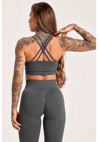 GYM GLAMOUR - Stanik fitness cardio damski Gym Glamour push up 2.0. Kolor: szary. Rodzaj stanika: push-up. Sport: fitness