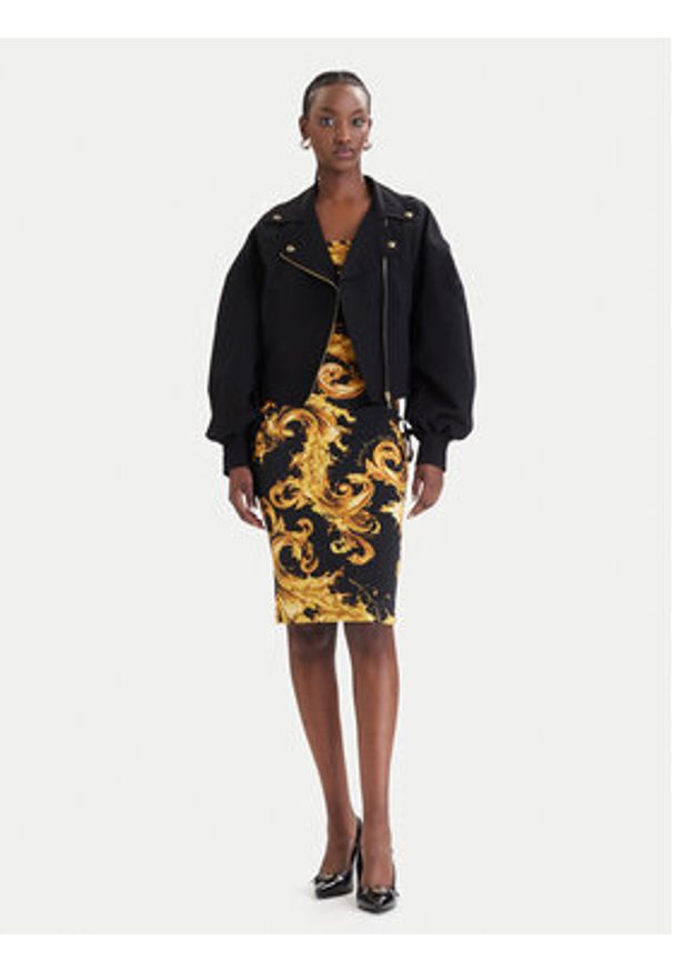 Versace Jeans Couture Kurtka przejściowa 80HAS410 N0432 Czarny Loose Fit. Kolor: czarny. Materiał: wiskoza