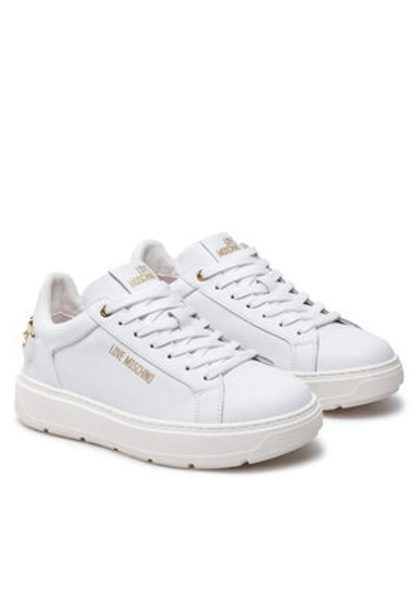 Love Moschino - LOVE MOSCHINO Sneakersy JA15394G0LIA010A Biały. Kolor: biały. Materiał: skóra