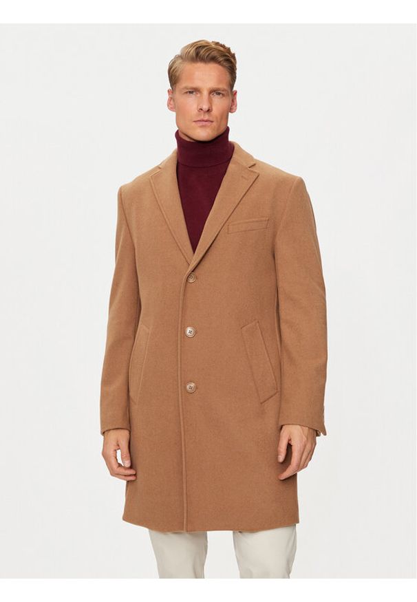 Pierre Cardin Płaszcz wełniany C4 83100.6130 Brązowy Regular Fit. Kolor: brązowy. Materiał: wełna, syntetyk