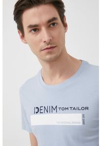 Tom Tailor T-shirt bawełniany z nadrukiem. Okazja: na co dzień. Kolor: niebieski. Materiał: bawełna. Wzór: nadruk. Styl: casual