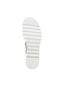 Wittchen - Damskie sandały z szerokimi paskami na platformie beżowo-białe. Okazja: na co dzień. Zapięcie: pasek. Kolor: biały, wielokolorowy, beżowy. Materiał: syntetyk, skóra ekologiczna, guma. Wzór: paski. Sezon: lato. Obcas: na platformie. Styl: casual, elegancki #6