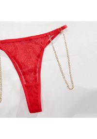 Intica - Komplet bielizny z serduszkami i łańcuszkiem elegancki zestaw Parashkeva. Kolor: czerwony. Materiał: materiał #5