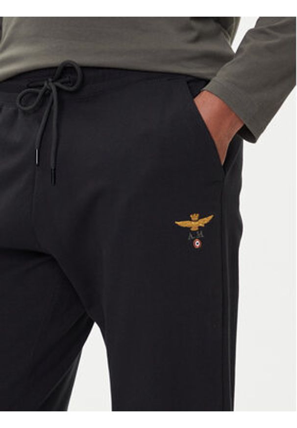 Aeronautica Militare Spodnie dresowe 252PF0872UF00459 Czarny Regular Fit. Kolor: czarny. Materiał: bawełna