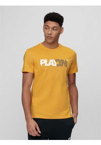 4f - T-shirt męski. Kolor: żółty. Materiał: bawełna, dzianina #1