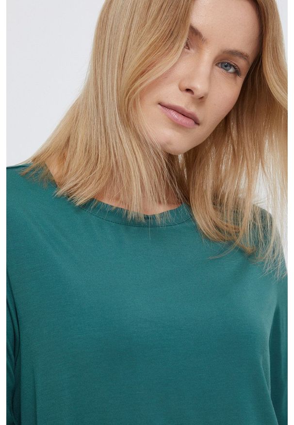 GAP Longsleeve piżamowy damski kolor zielony. Kolor: zielony. Materiał: dzianina. Długość: długie