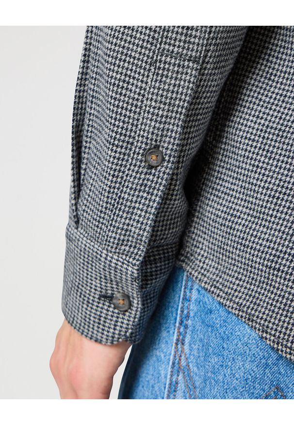 Wrangler - WRANGLER MESKA KOSZULA 1 PKT FLANNEL SHIRT GREY BLACK 112357253 W564008853