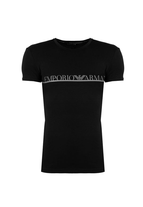 Emporio Armani T-shirt "C-neck" | 1110353F729 | Mężczyzna | Czarny. Okazja: na co dzień. Kolor: czarny. Materiał: bawełna, elastan. Wzór: napisy. Styl: casual, klasyczny