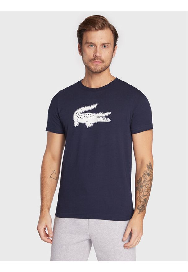 Lacoste T-Shirt TH2042 Granatowy Regular Fit. Kolor: niebieski. Materiał: bawełna