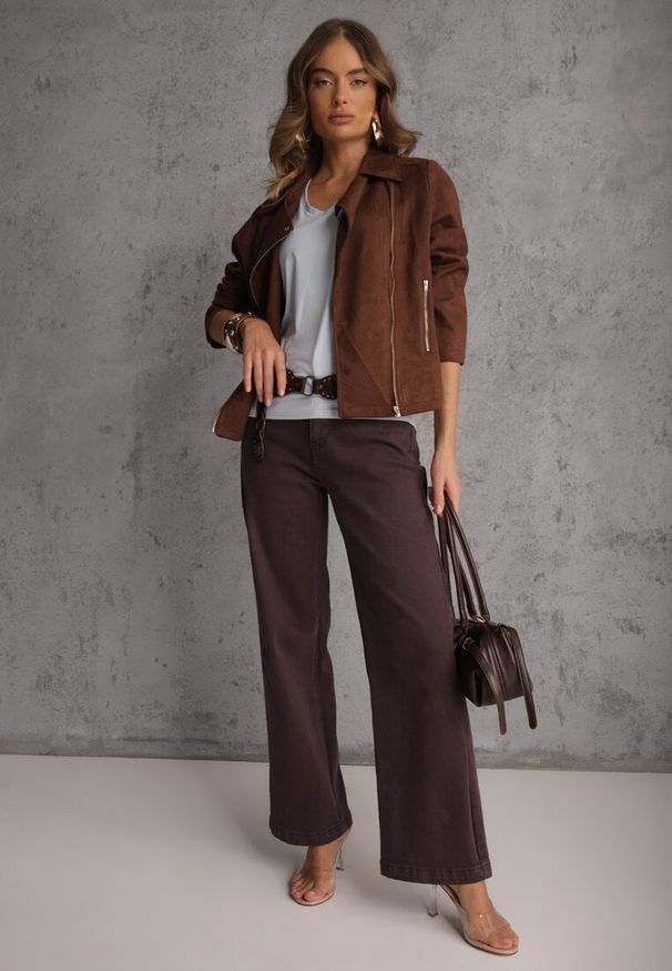 Renee - Niebieski Wiskozowy T-shirt z Dekoltem V Eupharis. Okazja: na co dzień. Typ kołnierza: dekolt w kształcie V. Kolor: niebieski. Materiał: wiskoza. Styl: casual, elegancki